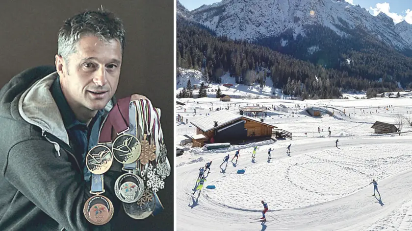 Silvio Fauner, 57 anni, campione olimpico a Lillehammer 1994 e lo stadio del fondo a Sappada
