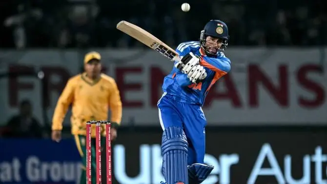 Un giocatore di cricket in azione