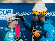 La foto tratta dal profilo Instagram di Alba De Silvestro con il marito Michele Boscacci, gareggeranno insieme nella staffetta mista dello scialpinismo