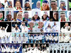 Alcuni degli atleti della spedizione azzurra che tornano dai Giochi olimpici di Milano Cortina con una medaglia al collo