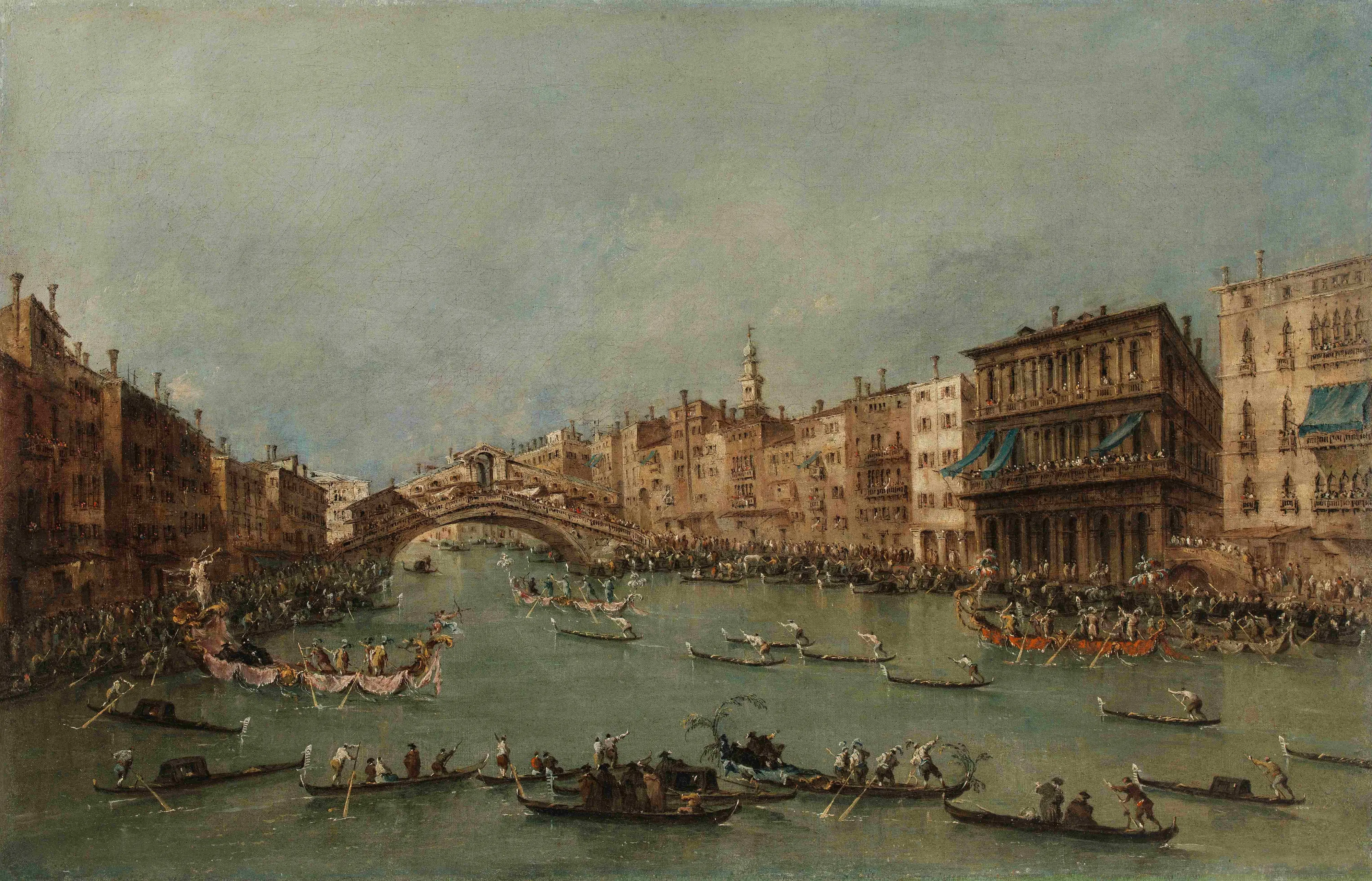 La regata sul Canal Grande vicino a Rialto