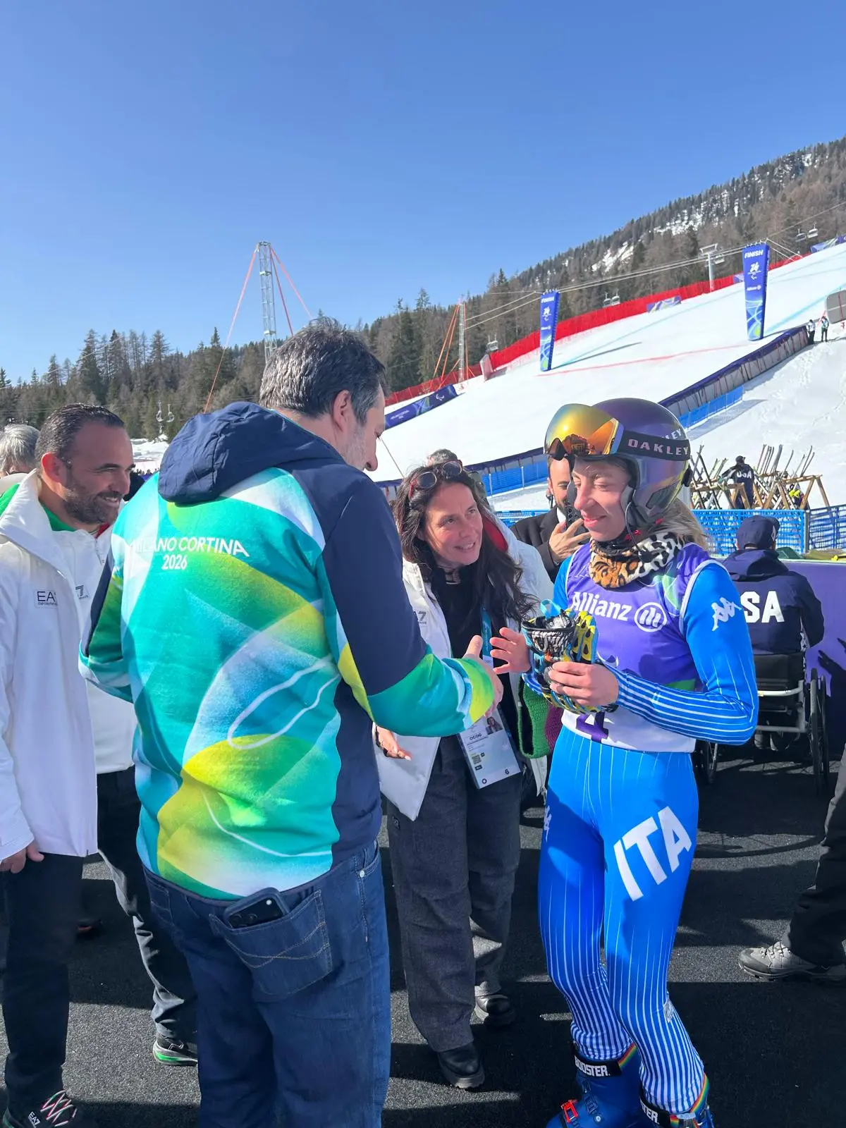 Paralimpiadi Cortina, visita di Matteo Salvini al Villaggio