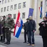 Zagabria - Manifestazione pro - naja leva obbligatoria che il governo vorrebbe introdurre in Croazia.