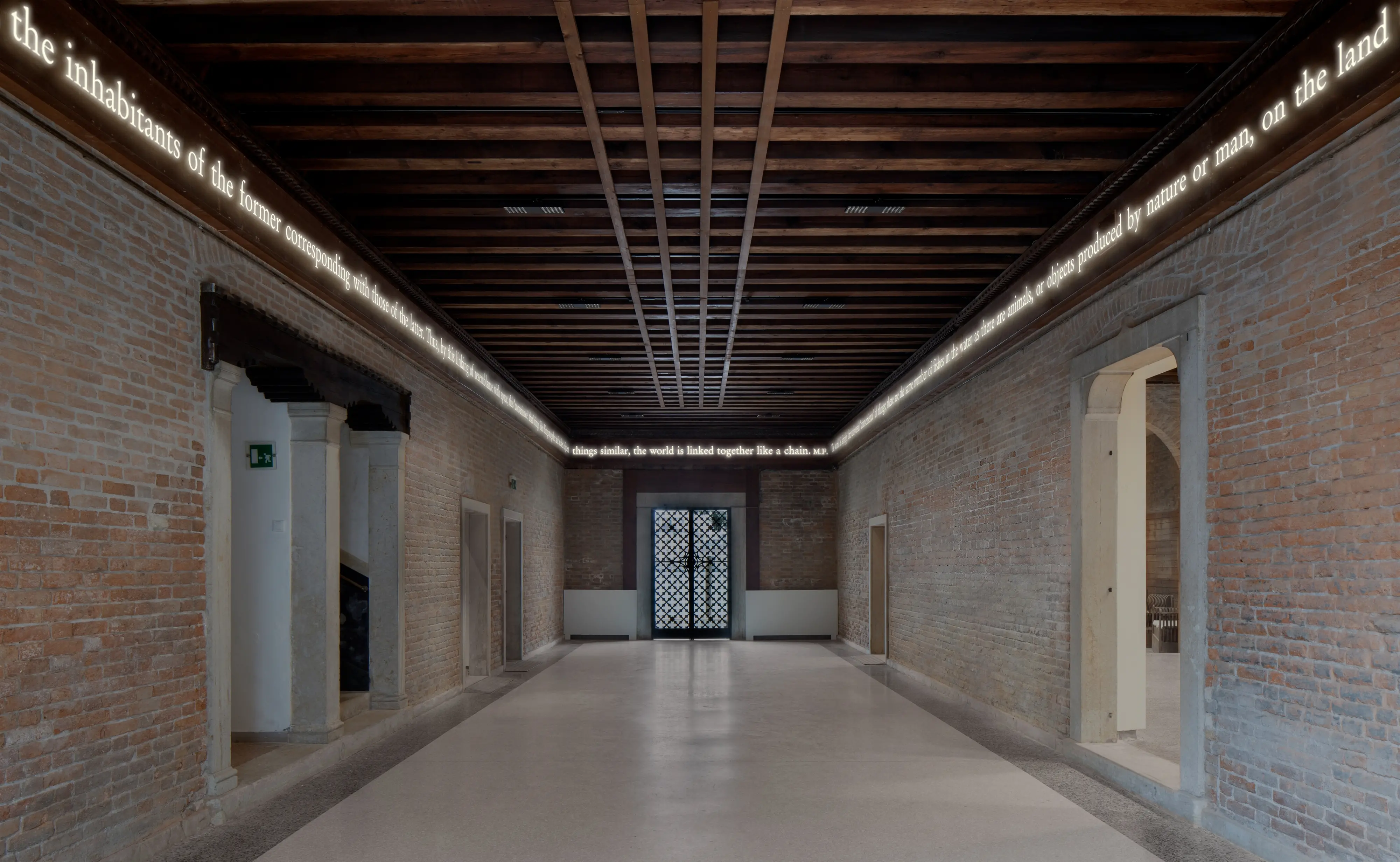 Un photo rendering dell'opera di Joseph Kosuth per la Casa dei Tre Oci