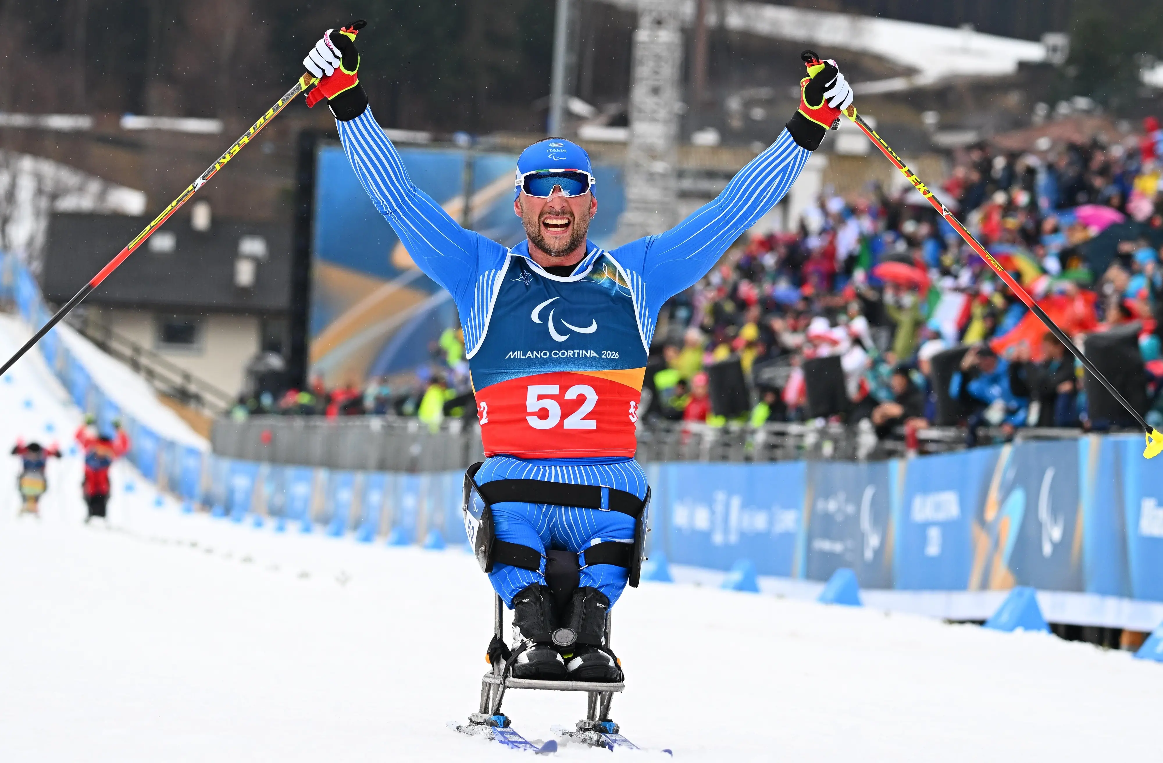 Giuseppe Romele sul traguardo della 20 km sitting