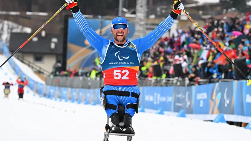 Giuseppe Romele sul traguardo della 20 km sitting