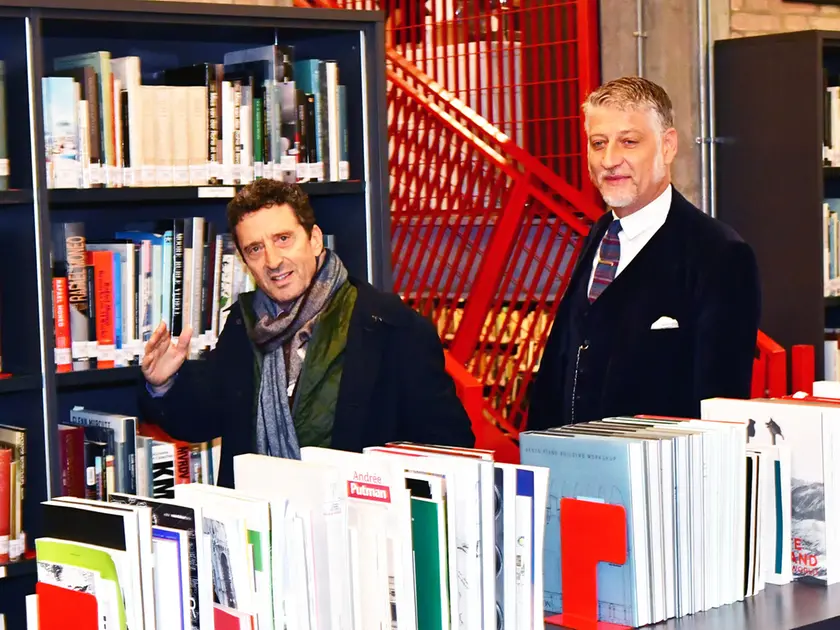 Il presidente della Biennale Pierangelo Buttafuoco e il ministro della Cultura Alessandro Giuli a margine di un evento della Biennale 2024