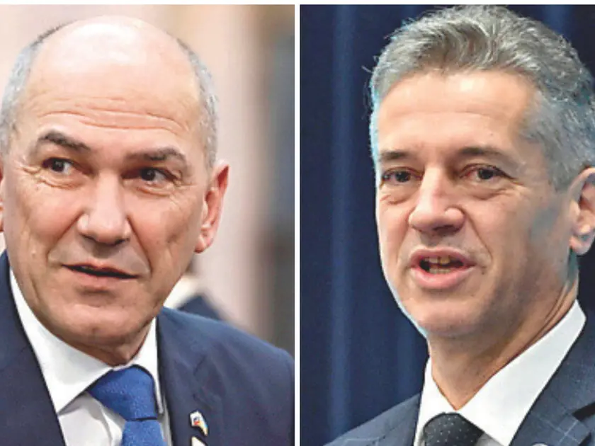 A sinistra Janez Janša, a destra il premier uscente Robert Golob