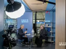 Luna e padre Benanti all'Innovation Hub degli Aeroporti di Roma