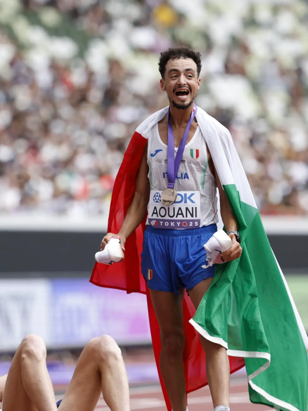 Ilias Aouani, bronzo nella maratona ai mondiali di Tokyo 2025 (foto EPA/FRANCK ROBICHON)