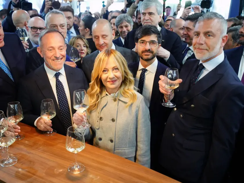 La premier Giorgia Meloni a Vinitaly alla Fiera di Verona