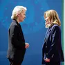 La presidente del Consiglio, Giorgia Meloni(a destra), accoglie a Roma la presidente della Commissione europea, Ursula von der Leyen
