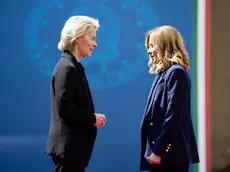 La presidente del Consiglio, Giorgia Meloni(a destra), accoglie a Roma la presidente della Commissione europea, Ursula von der Leyen