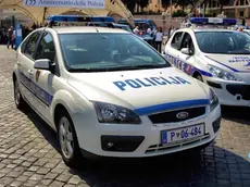 Foto d'archivio di una pattuglia della polizia croata.