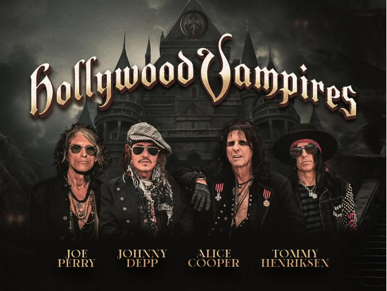 Jonny Deep e gli altri componenti della band Hollywood Vampires