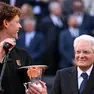 Jannik Sinner e Sergio Mattarella durante la premiazione degli Internazionali d'Italia