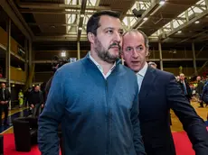 IMPORTEDNEMSANIFALL | IMPORTEDNEMSANIF0 | 09/02/2019 Vicenza, Centro Sport Palladio, Assemblea Risparmiatori Banche Venete; nella foto Matteo Salvini con Luca Zaia
