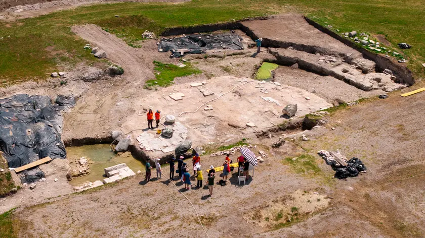 Un'immagine degli scavi di Aquileia dall'alto