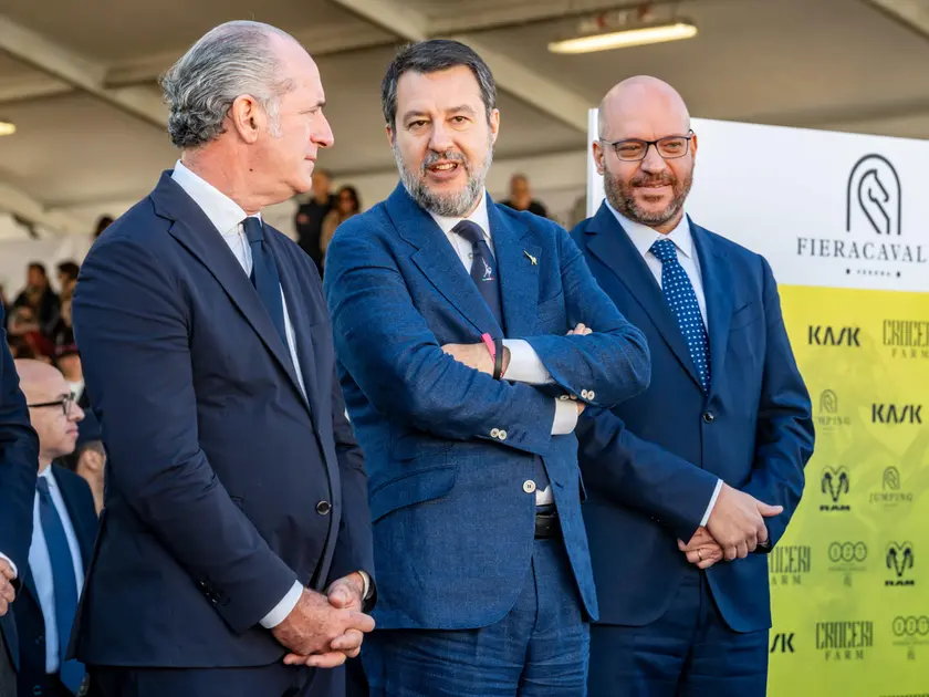 Fontana, Salvini e Zaia a Fieracavalli, Verona