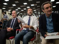 Da sinistra Luca Zaia, Matteo Salvini e Attilio Fontana