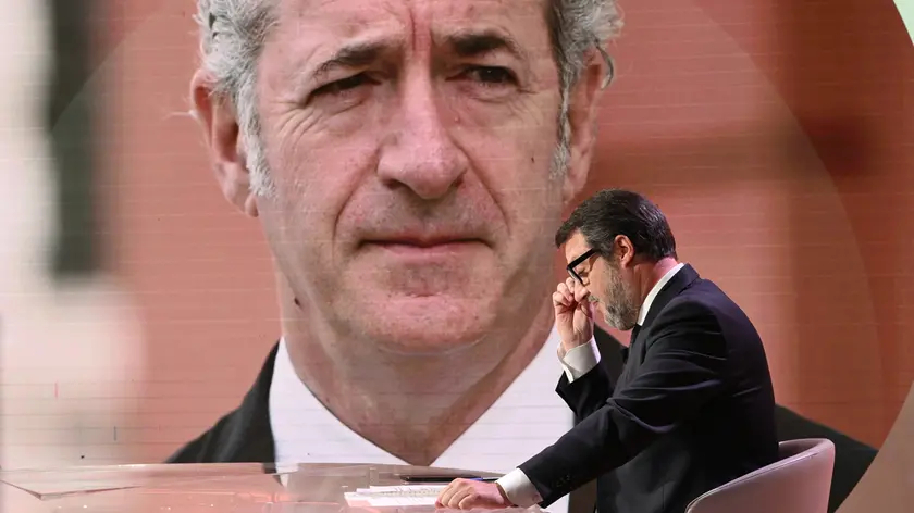 Nella foto Matteo Salvini ministro delle infrastrutture e dei trasporti sullo sfondo un immagine di Zaia