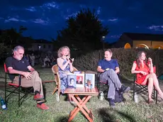 I finalisti dello Strega a Selvazzano: da sinistra Michele Mari, la moderatrice Valentina Berengo, Matteo Nucci ed Elena Rui (foto Piran)