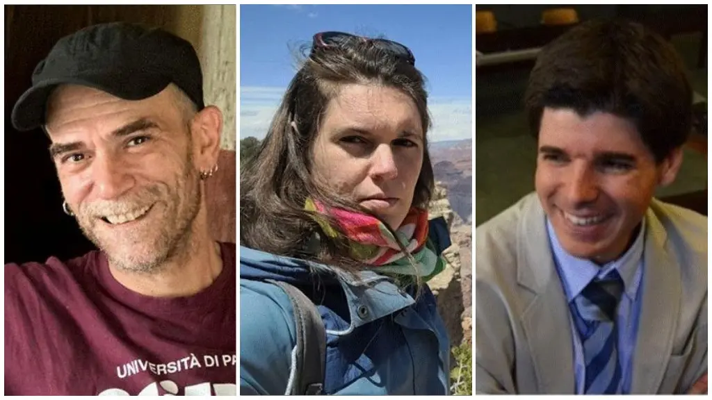 Da sinistra: Salvatore Pappalardo, Francesca Peroni e Claudio Stefanini, ricercatori del gruppo di ricerca geografica "Cambiamenti climatici, territori, diversità" del Centro di Eccellenza Jean Monnet per la transizione giusta dai combustibili fossili
