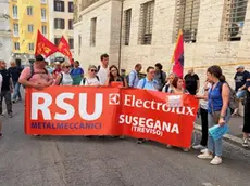 Manifestazione dei lavoratori Electrolux davanti al ministero a Roma