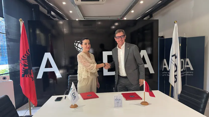 Il presidente di Finest, Luca Di Benedetto, e la Executive Director di Aida, Laura Plaku Saro