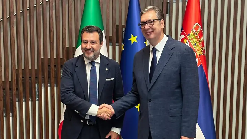 Matteo Salvini assieme a Aleksandar Vučić