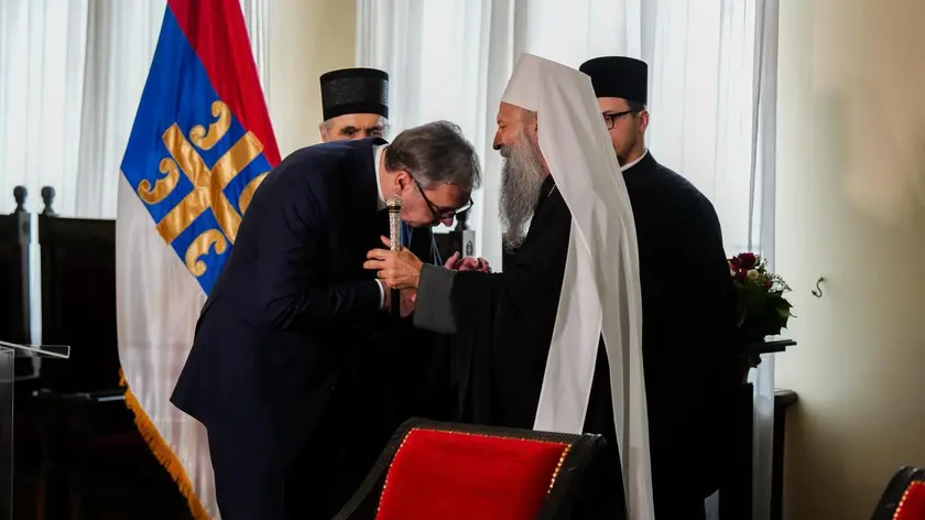 Il Patriarca Porfirije con il presidente serbo Aleksandar Vučić