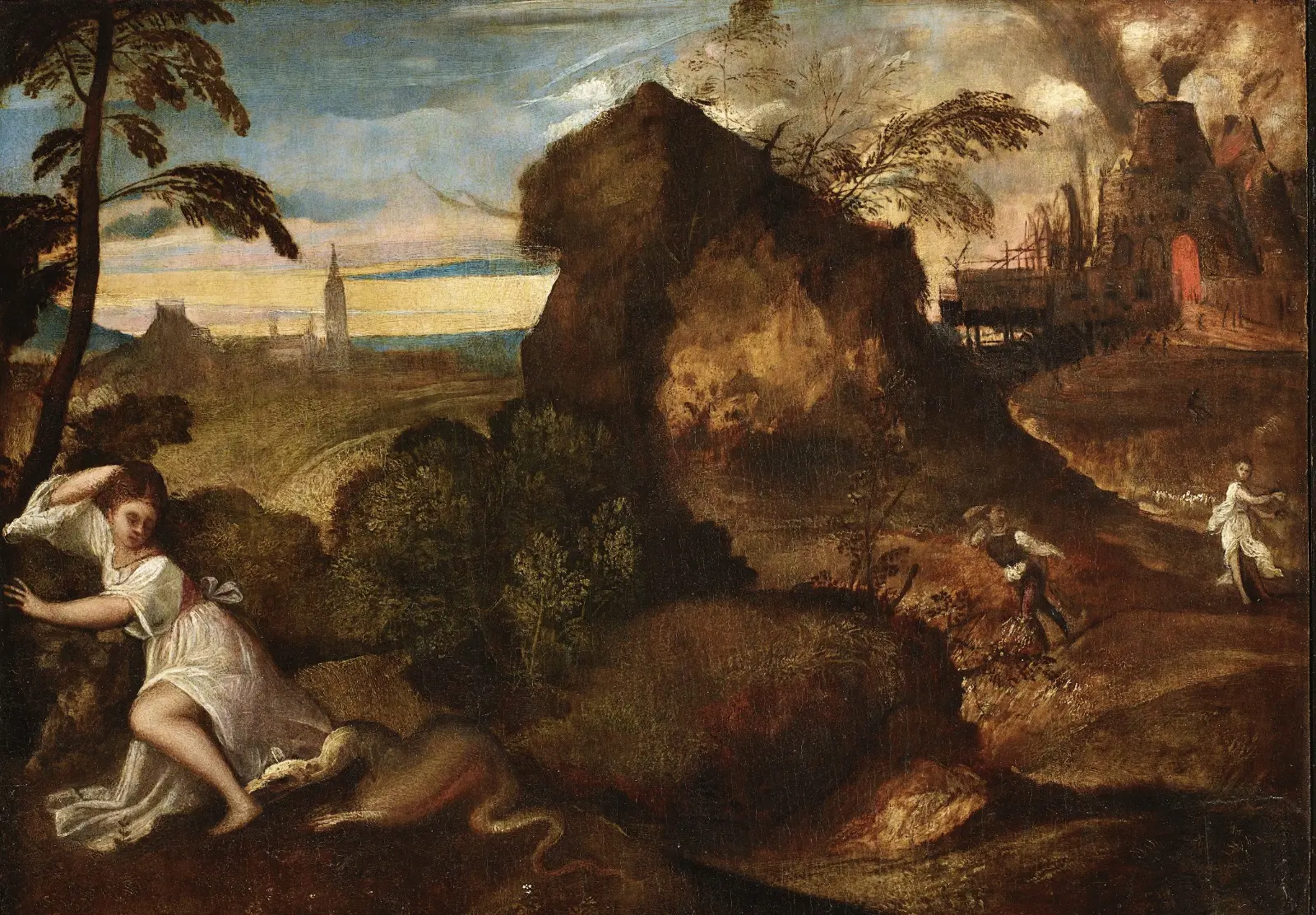 Tiziano VeCellio: Orfeo e Euridice - olio su tavola, 1510 ca - Bergamo, Fondaz. Accademia Carrara