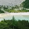 Il lago del Sorapiss con il livello delle acque che si è ritirato