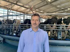 Andrea Benetton davanti alle mucce di Cirio Agricola