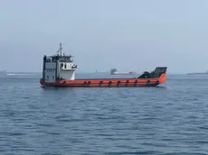 Un mercantile attraversa lo stretto di Hormuz. Sotto il terminal container nel porto di Venezia