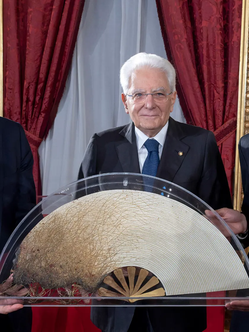 l presidente della Repubblica Sergio Mattarella alla consegna del Ventaglio al Quirinale