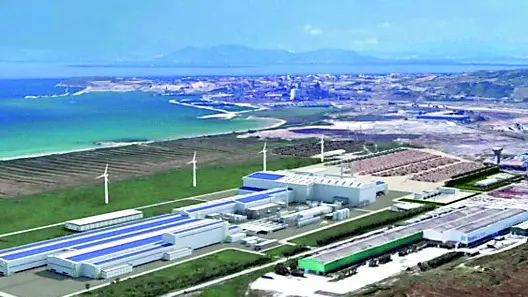 Il rendering dell'acciaieria green che sarà realizzata a Piombino dal consorzio Metinvest Adria