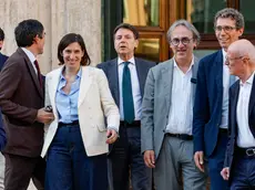 I leader del centro sinistra Elly Schlein, Riccardo Magi, Nicola Fratoianni, Giuseppe Conte ed Angelo Bonelli
