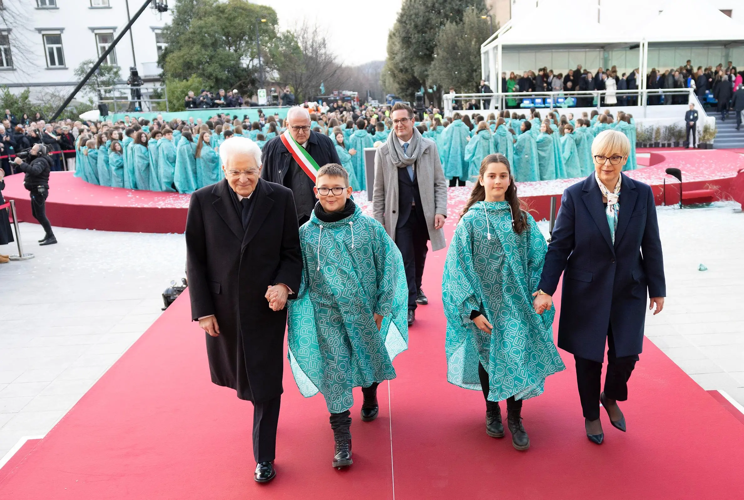 I Presidenti della Repubblica di Italia e Slovenia durante la cerimonia di apertura di Go!2025 nel febbraio del 2025