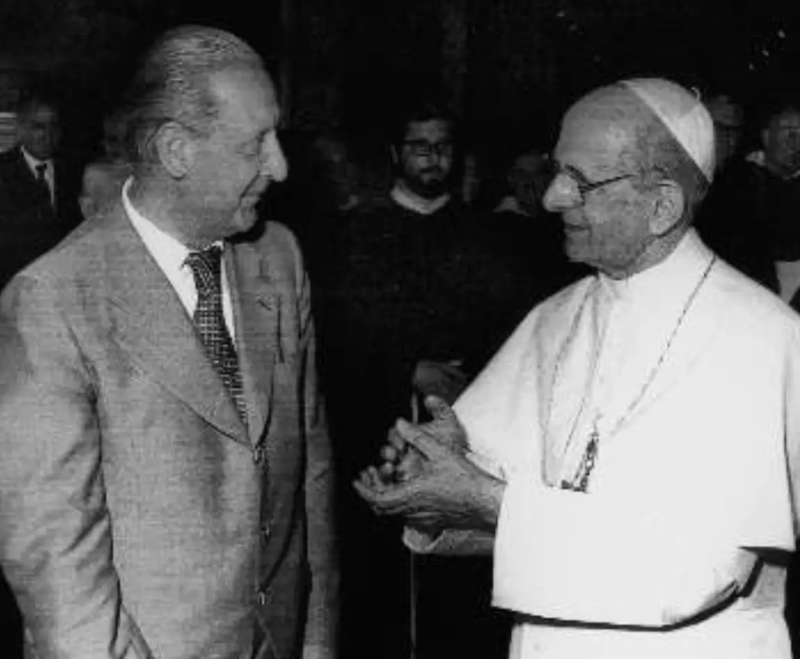 Nello Vian con Paolo VI, del quale fu amico e bibliotecario