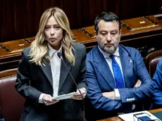 La premier Giorgia Meloni con il viceleghista Matteo Salvini (foto Agf)