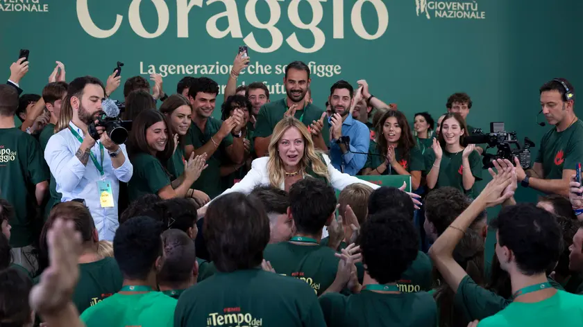 La presidente del Consiglio Giorgia Meloni a "Fenix, il tempo del coraggio” (Ansa)
