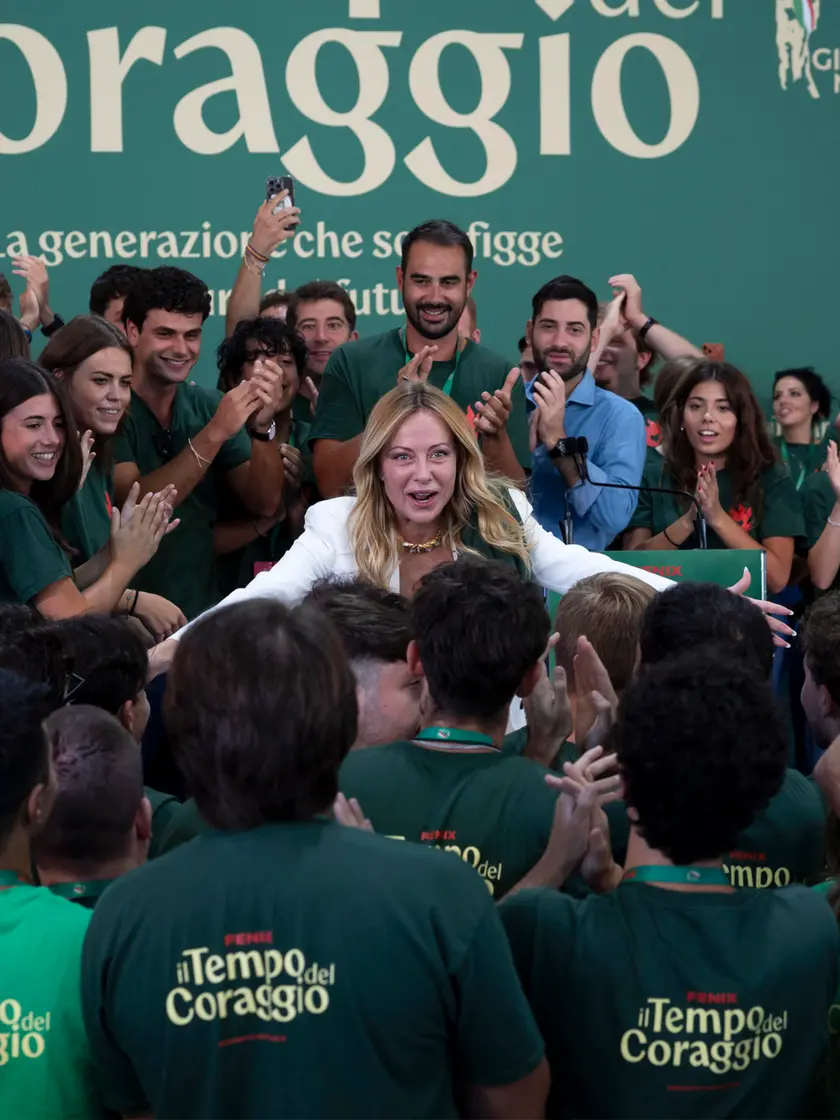 La presidente del Consiglio Giorgia Meloni a "Fenix, il tempo del coraggio” (Ansa)