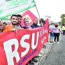Una manifestazione dei lavoratori Electrolux di Susegana a difesa del posto di lavoro
