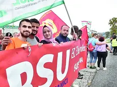 Una manifestazione dei lavoratori Electrolux di Susegana a difesa del posto di lavoro