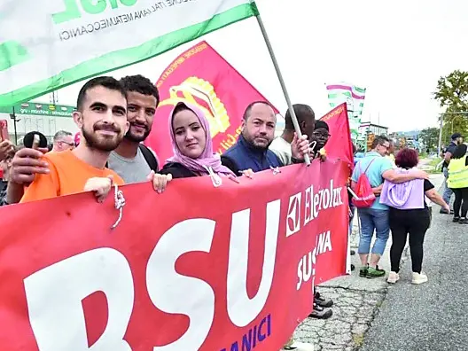 Una manifestazione dei lavoratori Electrolux di Susegana a difesa del posto di lavoro