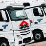 Alcune motrici per camioni di Auta Marocchi, azienda leader italiana dell'autotrasporto leader sul mercato europeo