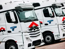 Alcune motrici per camioni di Auta Marocchi, azienda leader italiana dell'autotrasporto leader sul mercato europeo