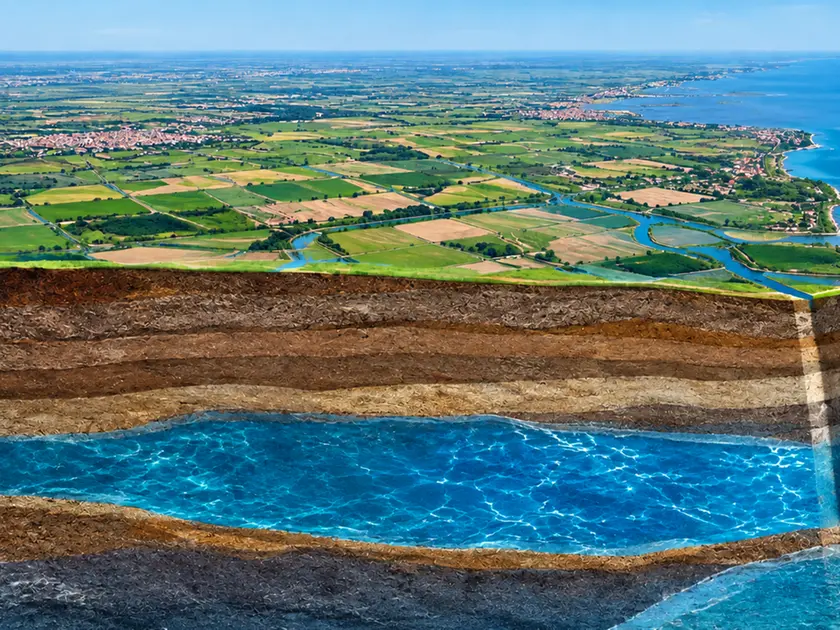 Una ricostruzione del lago sotterraneo
