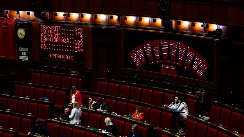 Il tabellone con il risultato della votazione in aula alla Camera